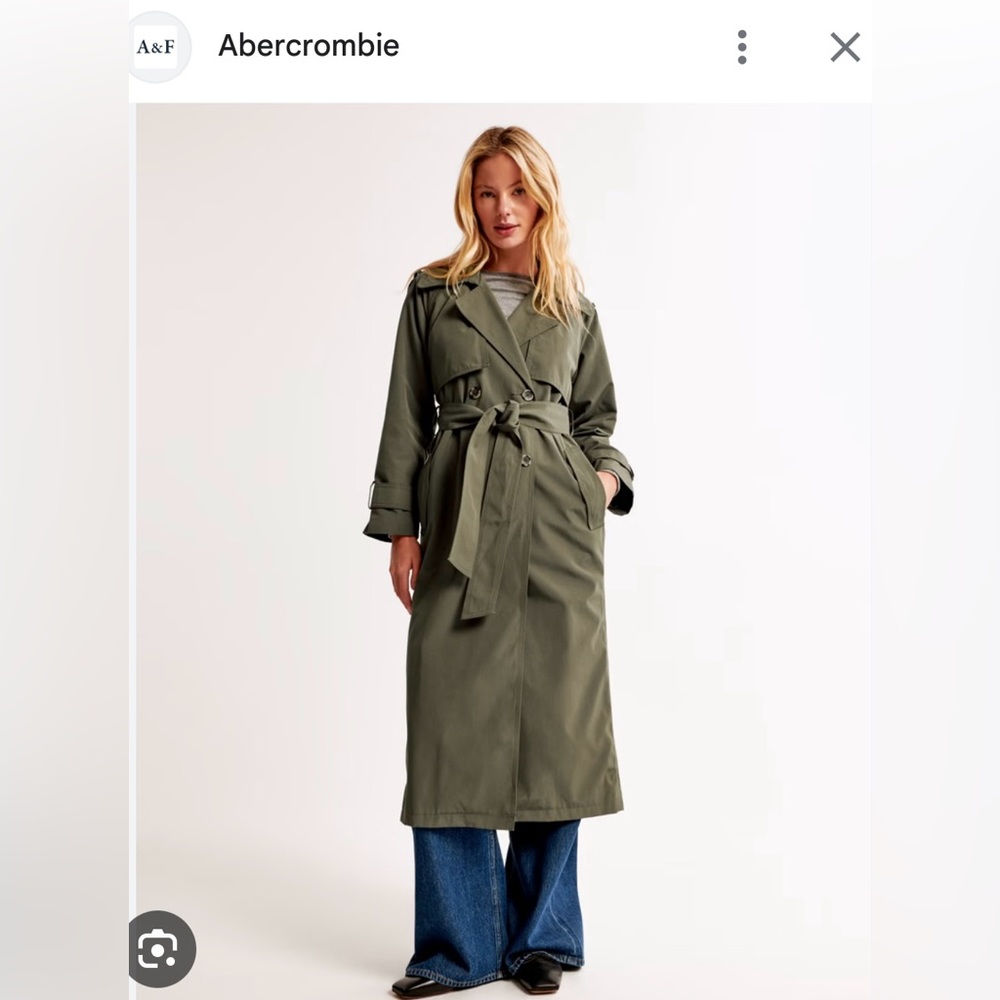 Abercrombie & Fitch full length trench coat in olive, size S
